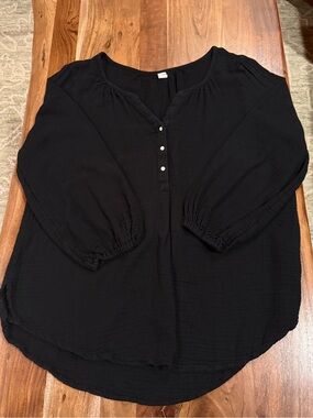 Old Navy Black Oversized Peasant Tunic Top Size M